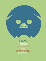 Framed Blue Piggy Multilingual