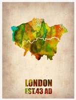 Framed London Watercolor Map 1