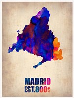 Framed Madrid Watercolor Map