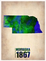 Framed Nebraska Watercolor Map