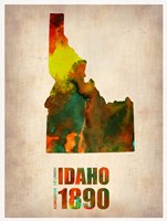 Framed Idaho Watercolor Map