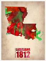 Framed Louisiana Watercolor Map