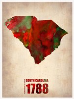 Framed South Carolina Watercolor Map
