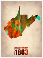 Framed West Virginia Watercolor Map