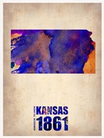 Framed Kansas Watercolor Map