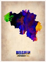 Framed Belgium Watercolor Map