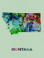 Framed Montana Color Splatter Map