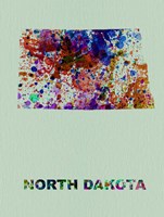 Framed North Dakota Color Splatter Map