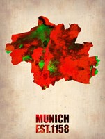 Framed Munich Watercolor Map