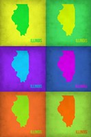 Framed Illinois Pop Art Map 1