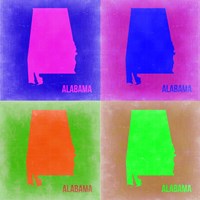 Framed Alabama Pop Art Map 2