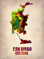 Framed San Diego Watercolor Map