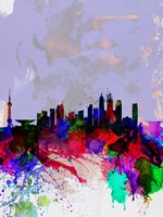 Framed Shanghai Watercolor Skyline