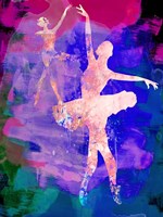 Framed Two Dancing Ballerinas Watercolor 1