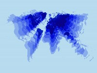 Framed Blue Radiant  World Map
