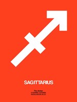 Framed Sagittarius Zodiac Sign White on Orange