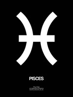 Framed Pisces Zodiac Sign White