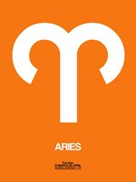 Framed Aries Zodiac Sign White on Orange