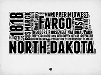 Framed North Dakota Word Cloud 2