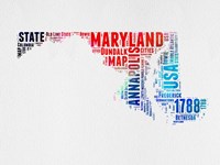 Framed Maryland Watercolor Word Cloud
