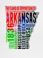 Framed Arkansas Watercolor Word Cloud