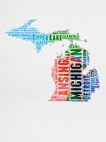 Framed Michigan Watercolor Word Cloud