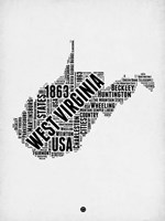 Framed West Virginia Word Cloud 2