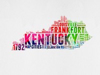 Framed Kentucky Watercolor Word Cloud