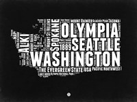 Framed Washington Black and White Map