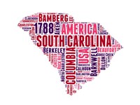 Framed South Carolina Word Cloud Map
