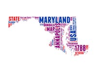 Framed Maryland Word Cloud Map