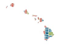 Framed Hawaii Word Cloud Map