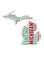 Framed Michigan Word Cloud Map