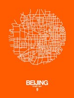 Framed Beijing Street Map Orange