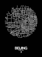 Framed Beijing Street Map Black