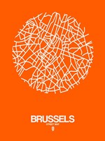 Framed Brussels Street Map Orange