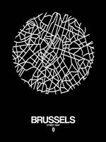 Framed Brussels Street Map Black