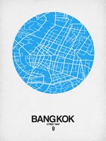Framed Bangkok Street Map Blue