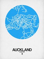 Framed Auckland Street Map Blue
