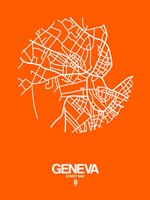 Framed Geneva Street Map Orange