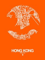 Framed Hong Kong Street Map Orange