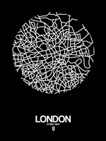 Framed London Street Map Black