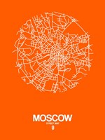 Framed Moscow Street Map Orange
