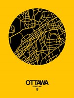 Framed Ottawa Street Map Yellow