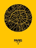 Framed Paris Street Map Yellow