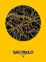 Framed Sao Paulo Street Map Yellow