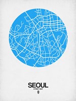 Framed Seoul Street Map Blue