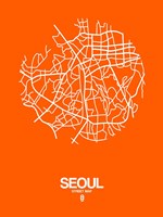 Framed Seoul Street Map Orange