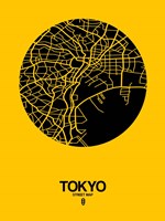 Framed Tokyo Street Map Yellow