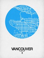 Framed Vancouver Street Map Blue